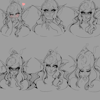 Personal work - Lunarsong expressions sheet